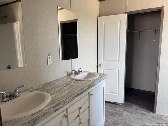 Bathroom, Dual Sink Vanities, Interior, Wood Texture Flooring