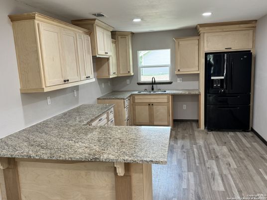 Interior, Kitchen, Recessed Lighting, Wood Texture Flooring