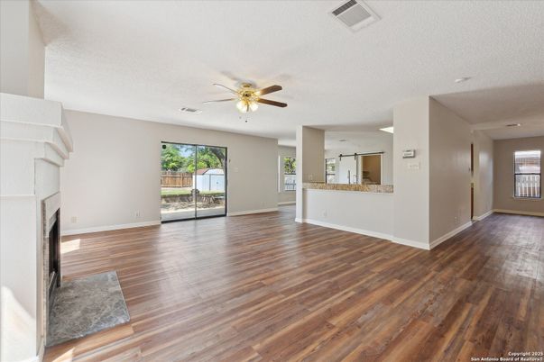 Empty room, Fireplace, Interior, Wood Texture Flooring