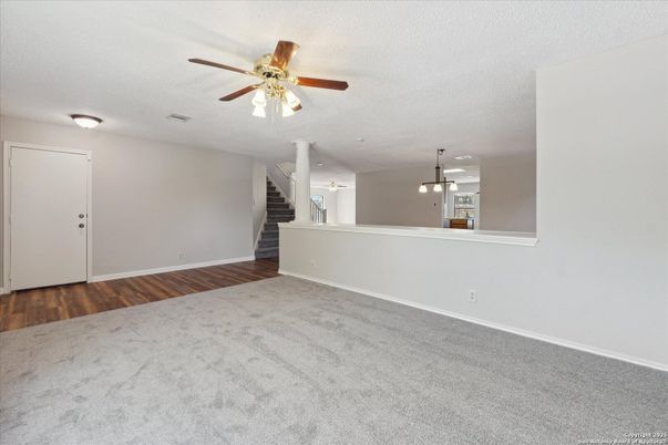 Empty room, Interior, Pendant Lights, Wood Texture Flooring