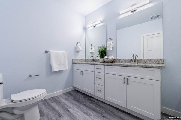 Bathroom, Dual Sink Vanities, Interior, Wood Texture Flooring
