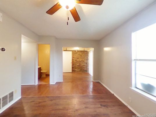 Bathroom, Empty room, Interior, Stone Walls, Wood Texture Flooring