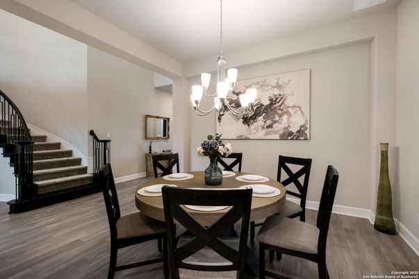 Chandelier, Dining room, Interior, Wood Texture Flooring