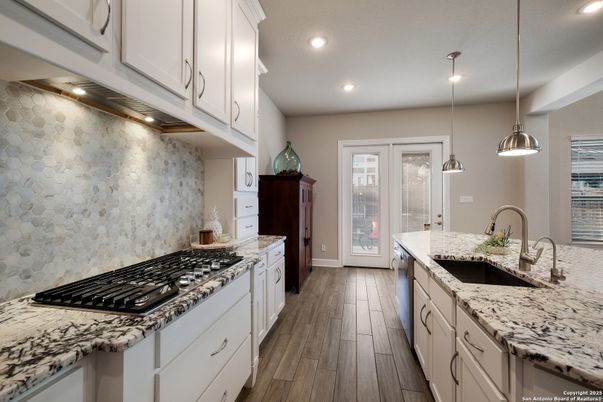 Interior, Kitchen, Pendant Lights, Recessed Lighting, Wood Texture Flooring