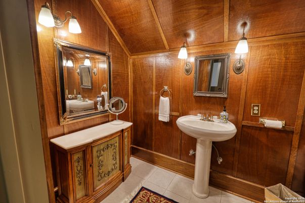Bathroom, Dual Sink Vanities, Interior, Wooden Ceilings, Wooden Walls