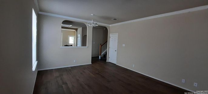 Chandelier, Empty room, Interior, Wood Texture Flooring