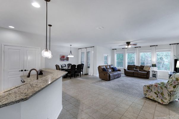Dining room, Interior, Living room, Pendant Lights, Recessed Lighting