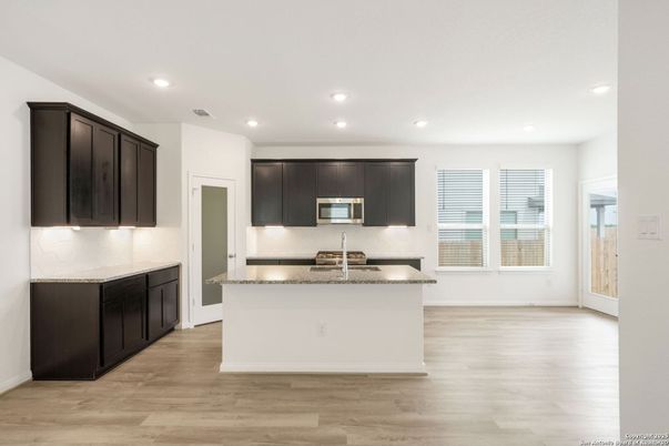 Interior, Kitchen, Recessed Lighting, Wood Texture Flooring