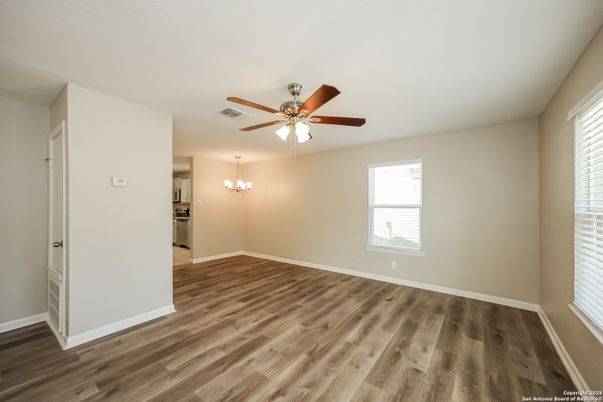 Chandelier, Empty room, Interior, Wood Texture Flooring