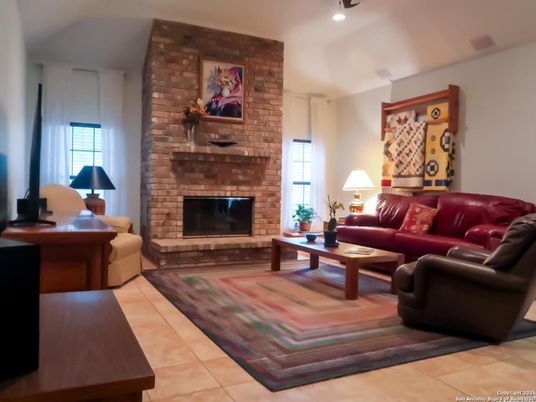 Fireplace, Interior, Living room, Recessed Lighting, Stone Walls