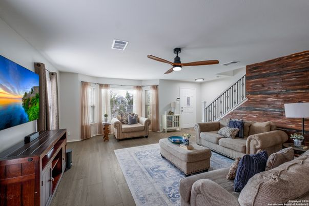 Interior, Living room, Recessed Lighting, Wood Texture Flooring, Wooden Walls