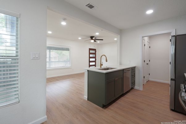 Interior, Kitchen, Recessed Lighting, Wood Texture Flooring