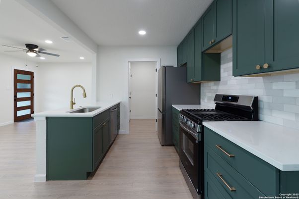 Interior, Kitchen, Recessed Lighting, Wood Texture Flooring