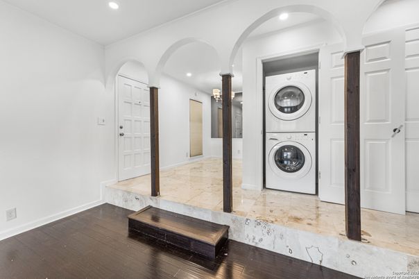 Interior, Recessed Lighting, Utility Closets, Washer, Wood Texture Flooring