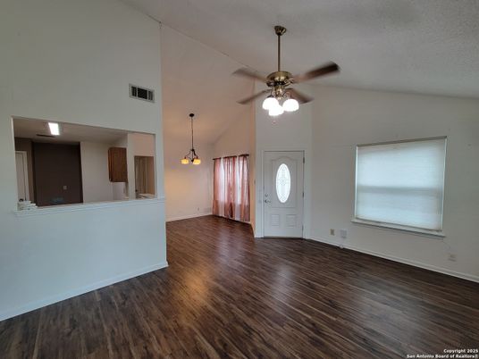 Empty room, Interior, Pendant Lights, Wood Texture Flooring