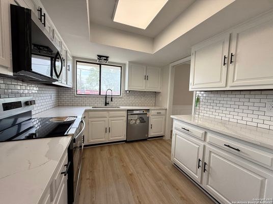 Interior, Kitchen, Stainless Steel Appliances, Wood Texture Flooring