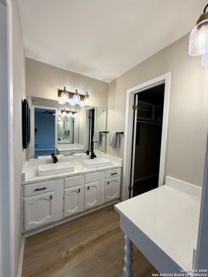 Bathroom, Dual Sink Vanities, Interior, Wood Texture Flooring