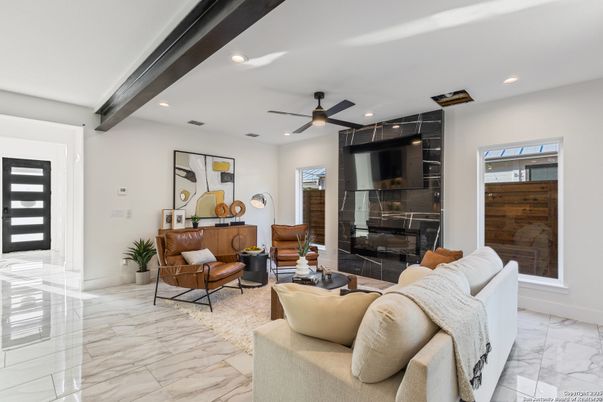 Interior, Living room, Marble, Recessed Lighting
