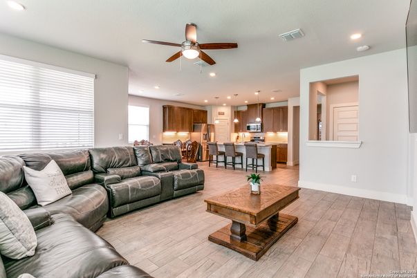 Interior, Kitchen, Living room, Recessed Lighting, Wood Texture Flooring