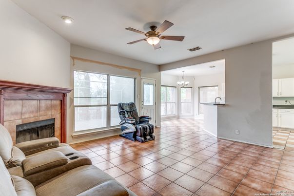 Chandelier, Fireplace, Interior, Living room