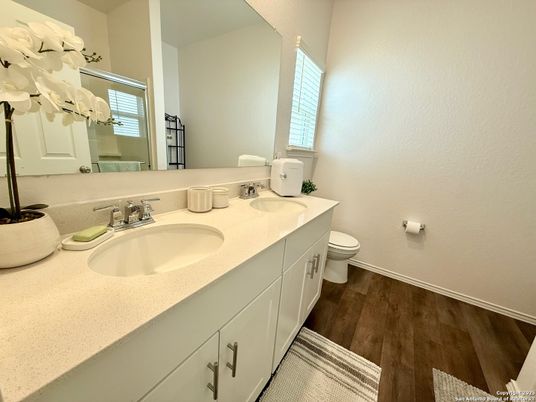 Bathroom, Dual Sink Vanities, Interior, Wood Texture Flooring