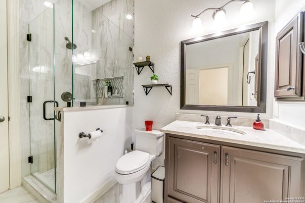 Bathroom, Glass Shower, Interior, Marble Walls
