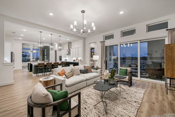 Dining room, Interior, Kitchen, Living room, Pendant Lights, Recessed Lighting, Stainless Steel Appliances, Wood Texture Flooring