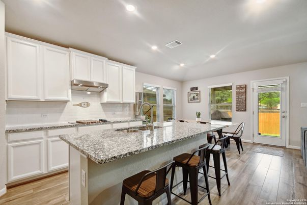 Dining room, Interior, Kitchen, Recessed Lighting, Wood Texture Flooring