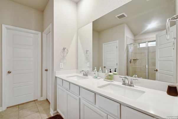 Bathroom, Dual Sink Vanities, Glass Shower, Interior