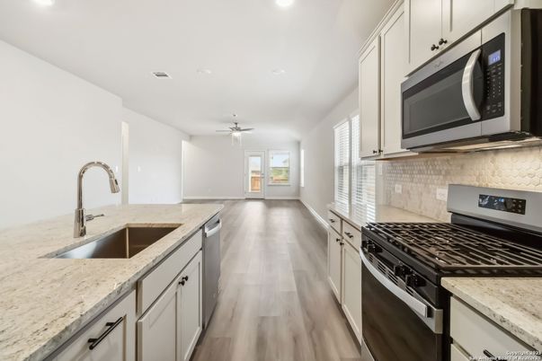 Interior, Kitchen, Recessed Lighting, Wood Texture Flooring
