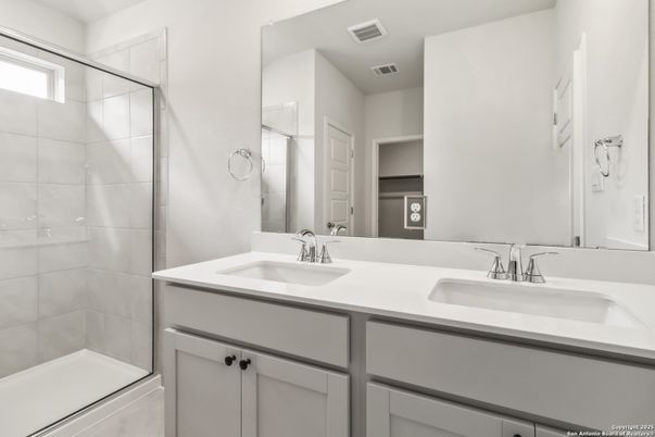 Bathroom, Dual Sink Vanities, Glass Shower, Interior