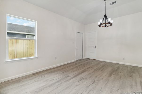 Empty room, Interior, Pendant Lights, Wood Texture Flooring