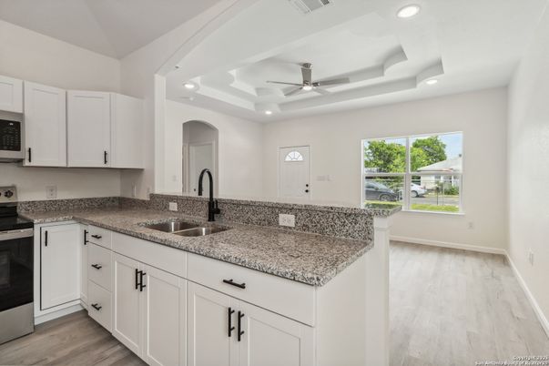 Interior, Kitchen, Recessed Lighting, Wood Texture Flooring