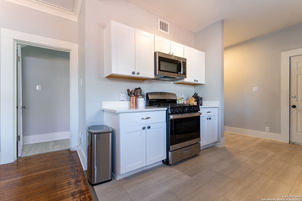 Interior, Kitchen, Stainless Steel Appliances, Wood Texture Flooring