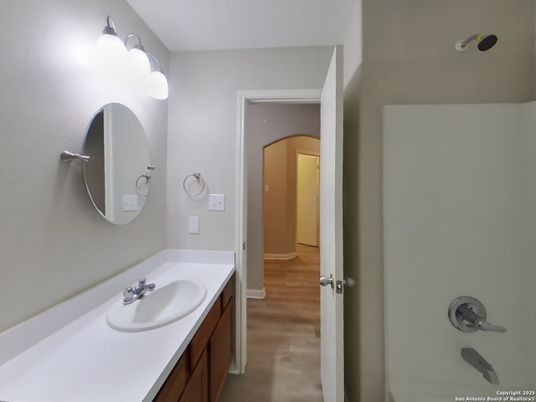 Bathroom, Dual Sink Vanities, Interior, Wood Texture Flooring