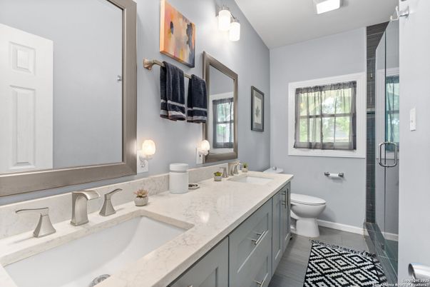 Bathroom, Dual Sink Vanities, Glass Shower, Interior