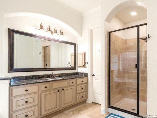 Bathroom, Dual Sink Vanities, Glass Shower, Interior, Recessed Lighting