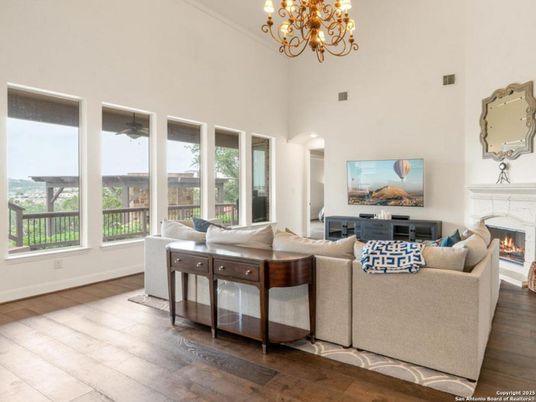 Chandelier, Fireplace, Interior, Living room, Wood Texture Flooring