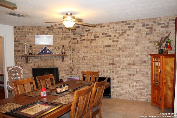 Dining room, Fireplace, Interior, Stone Walls