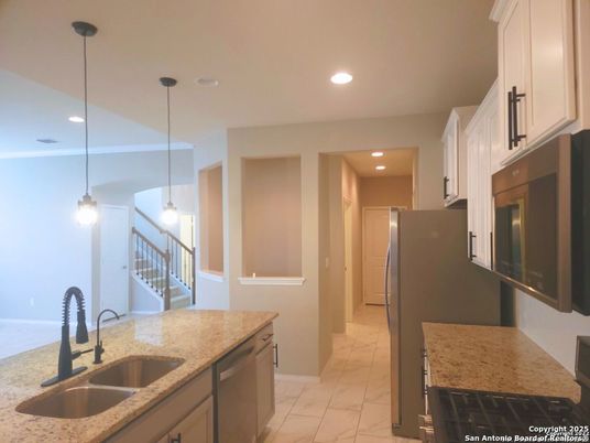 Interior, Kitchen, Marble, Pendant Lights, Recessed Lighting