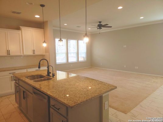 Interior, Kitchen, Marble, Pendant Lights, Recessed Lighting