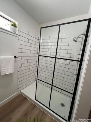 Bathroom, Glass Shower, Interior, Wood Texture Flooring