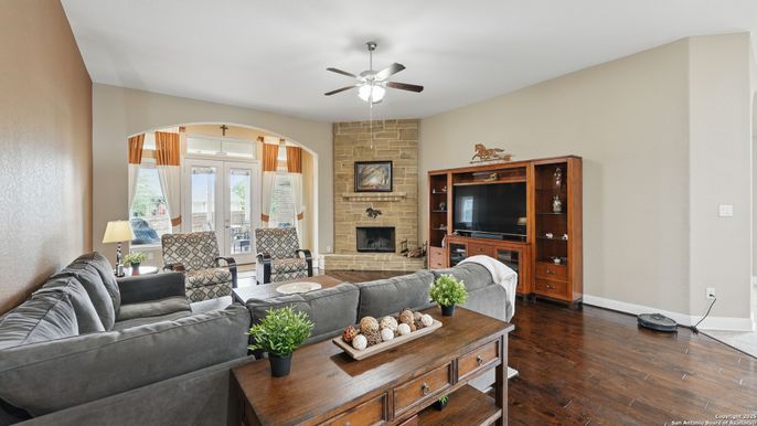 Fireplace, Interior, Living room, Stone Walls, Wood Texture Flooring