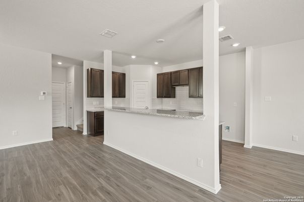 Interior, Kitchen, Recessed Lighting, Wood Texture Flooring