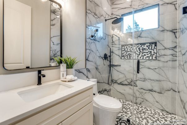 Bathroom, Glass Shower, Interior, Marble Walls