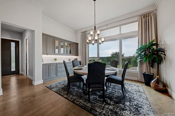 Chandelier, Dining room, Interior, Wood Texture Flooring