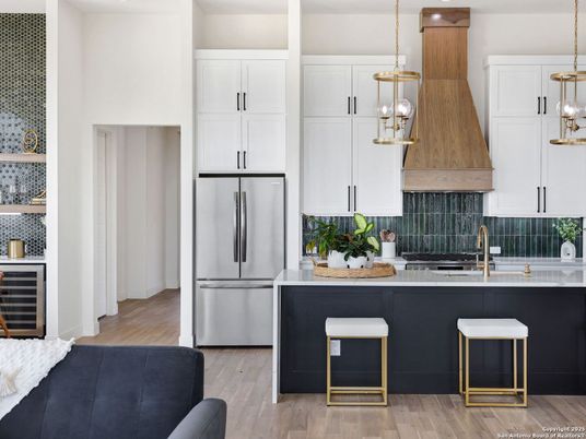 Interior, Kitchen, Pendant Lights, Stainless Steel Appliances, Wood Texture Flooring