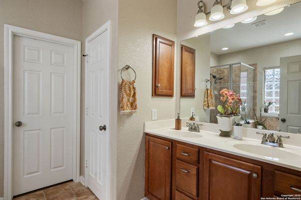 Bathroom, Dual Sink Vanities, Glass Shower, Interior, Recessed Lighting