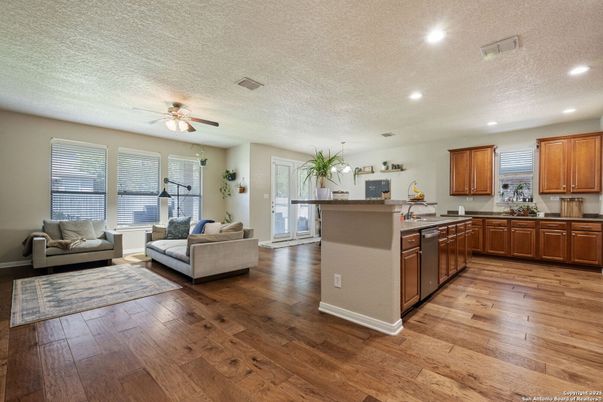Interior, Kitchen, Living room, Recessed Lighting, Wood Texture Flooring