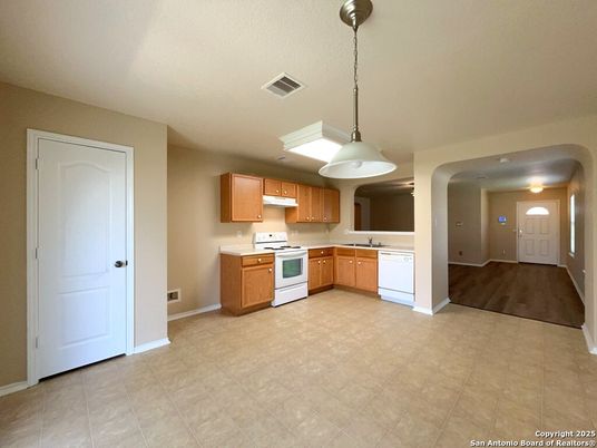 Interior, Kitchen, Pendant Lights, Wood Texture Flooring
